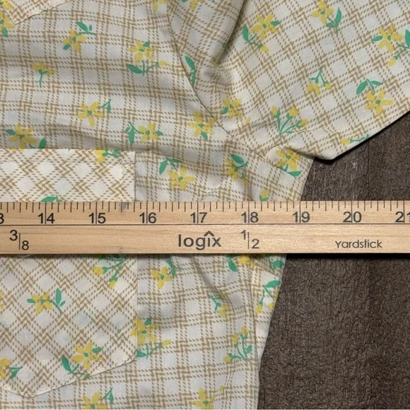Wrangler Women’s Long Sleeve Button Snap Blouse Yellow Plaid Floral NWT Size S - Picture 10 of 11